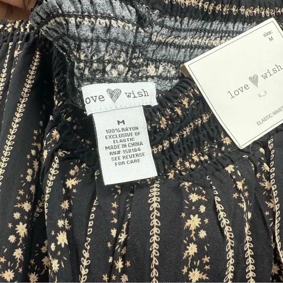 Black and Tan Wide Leg Pants with Crochet Inset - Picture 3 of 9